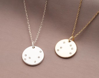 Gold Constellation Disc Personalised Necklace • Zodiac Jewellery • Gift For Her • Wedding Gift • Bloom Boutique