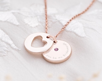 Rose Gold Personalised Secret Message Heart Birthstone Necklace • Personalised Jewellery • Gift For Her • Wedding Gift • Bloom Boutique
