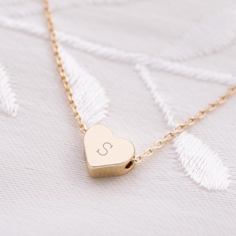 Mini Heart Initial Personalised Necklace Heart Necklace - Etsy UK