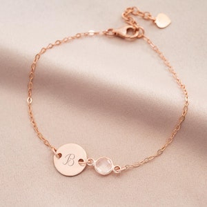 Rose Gold Initial Disc and October Birthstone