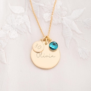 Personalised 18th Birthday Disc Name Necklace • Wedding Gift • Gift For Her • Birthday Gift • Bloom Boutique