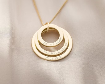 Triple Eternal Ring Pendant Personalised Necklace • Personalised Gift • Gift For Her • Wedding Gift • Bloom Boutique