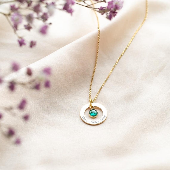 Eternal Ring and Birthstone Personalised Name Necklace - Etsy UK