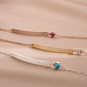 Bracciale personalizzato con portafortuna e barretta Gioielleria da bar Regalo per lei Regalo di nozze Bloom Boutique immagine 2