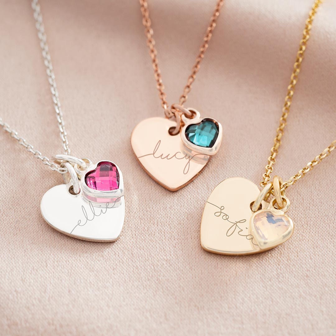 Custom Mother and Child Upside Down Heart Necklace With Engraved Name -  LemonsAreBlue