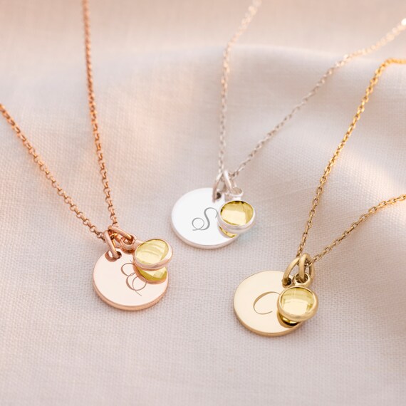 Initial and birthstone personalised cheap necklace