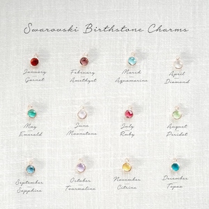 Single Loop Swarovski Crystal Personalised Birthstone Charms Colour Guide