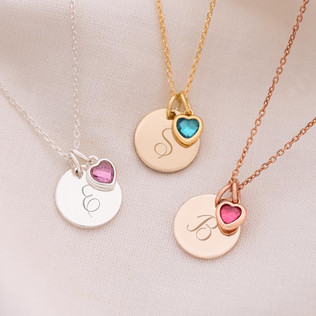 Initial and 2024 birthstone necklace