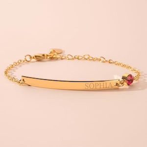 Pulsera personalizada con piedra de nacimiento y barra • Regalo de bodas • Regalo para ella • Regalo de cumpleaños • Bloom Boutique