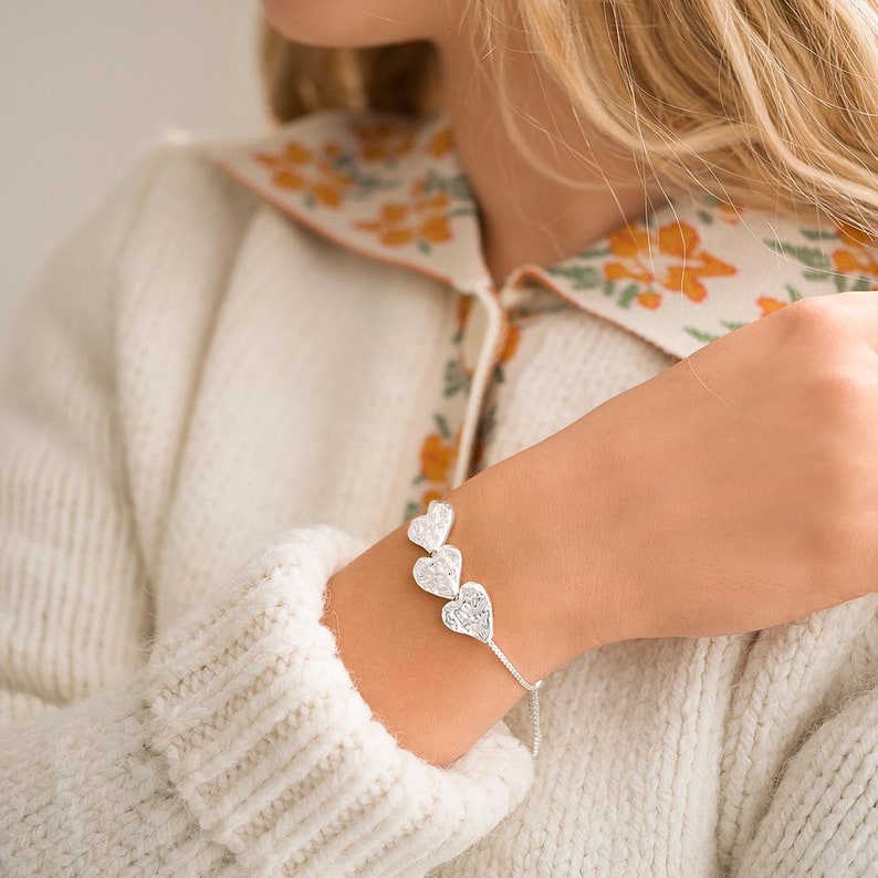 Alida Triple Heart Slider Personalised Bracelet