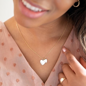 All Gold Double Heart Personalised Necklace Model Shot