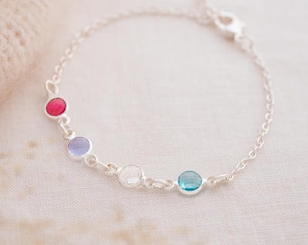 Silver Create Your Own Personalised Family Birthstone Bracelet • Crystal Jewellery • Gift For Her • Wedding Gift • Bloom Boutique