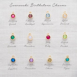 Birthstone Charm Personalised Hoop Earrings Handmade Gift Gift for Her ...