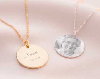 Collier personnalisé disque photo gravé • Bijoux photo • Cadeau pour elle • Cadeau de mariage • Boutique Bloom