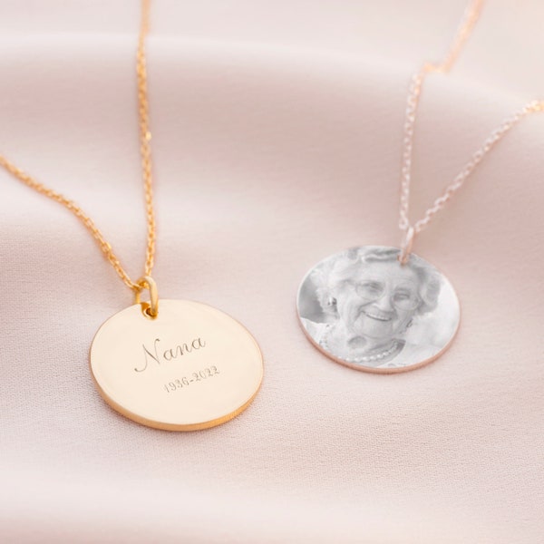 Etched Photo Disc Personalised Necklace • Picture Jewellery • Gift For Her • Wedding Gift • Bloom Boutique