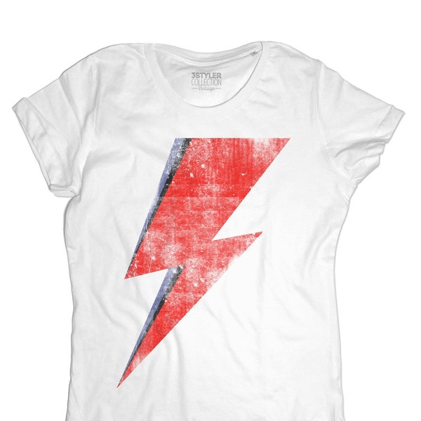 T-shirt donna Vintage THUNDER Fulmine Ziggy David Rebel Rebel