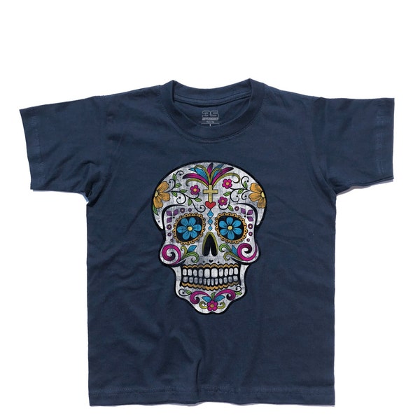 Mexican Skull Child T-Shirt - Mexican Skull - Traditional Tattoo Tattoo Shirt - Classic Line - 100% Cotton 185 g/m2