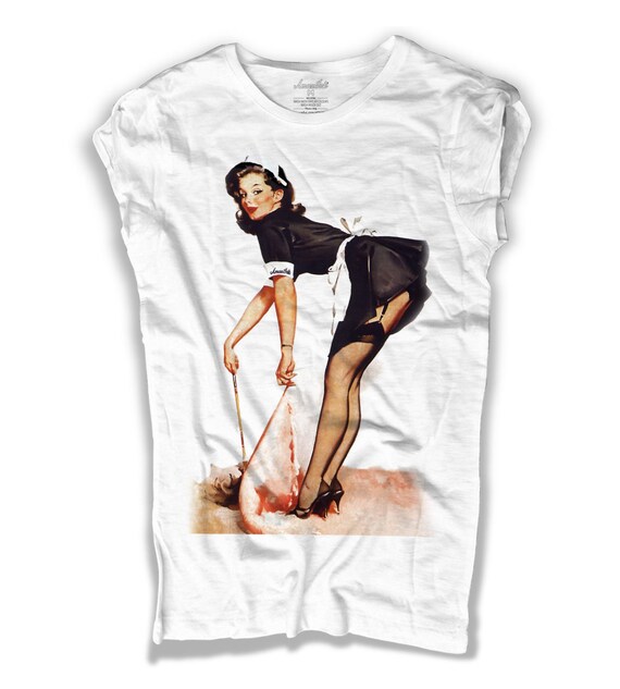 T shirt blanc pour homme ou femme Pin Up la Cameriera Amazink coton flamme slub Etsy France