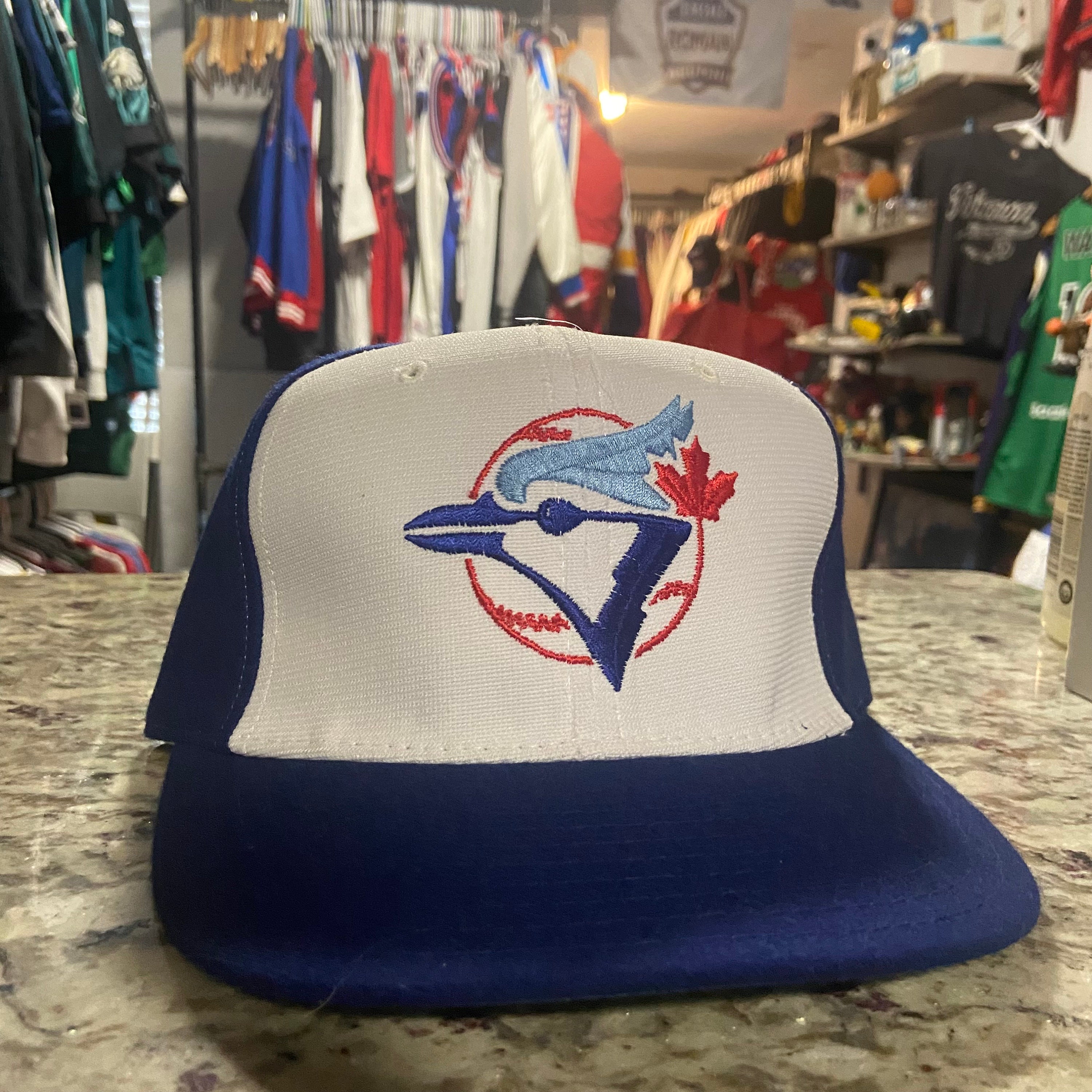 Vtg Toronto Blue Jays Fitted Hat Size 6 3/4 New Era Dupont Visor