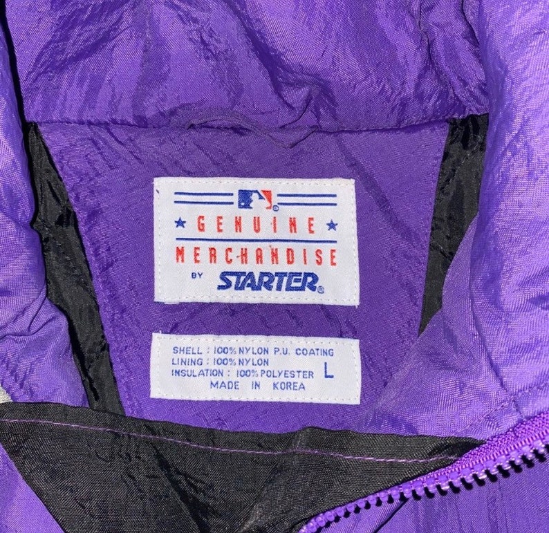 Vintage Mens Large Purple Colorado Rockies Pullover Starter Winter Parka Jacket