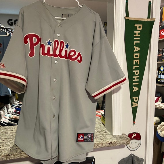 Vintage Majestic Mens XXL Gray Philadelphia Phillies Roy 