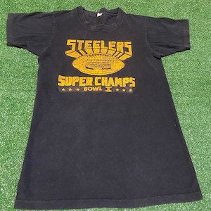 Vintage 70&#39;s Black Pittsburgh Steelers Super Bowl X Champions Single Stitched Teeshirt
