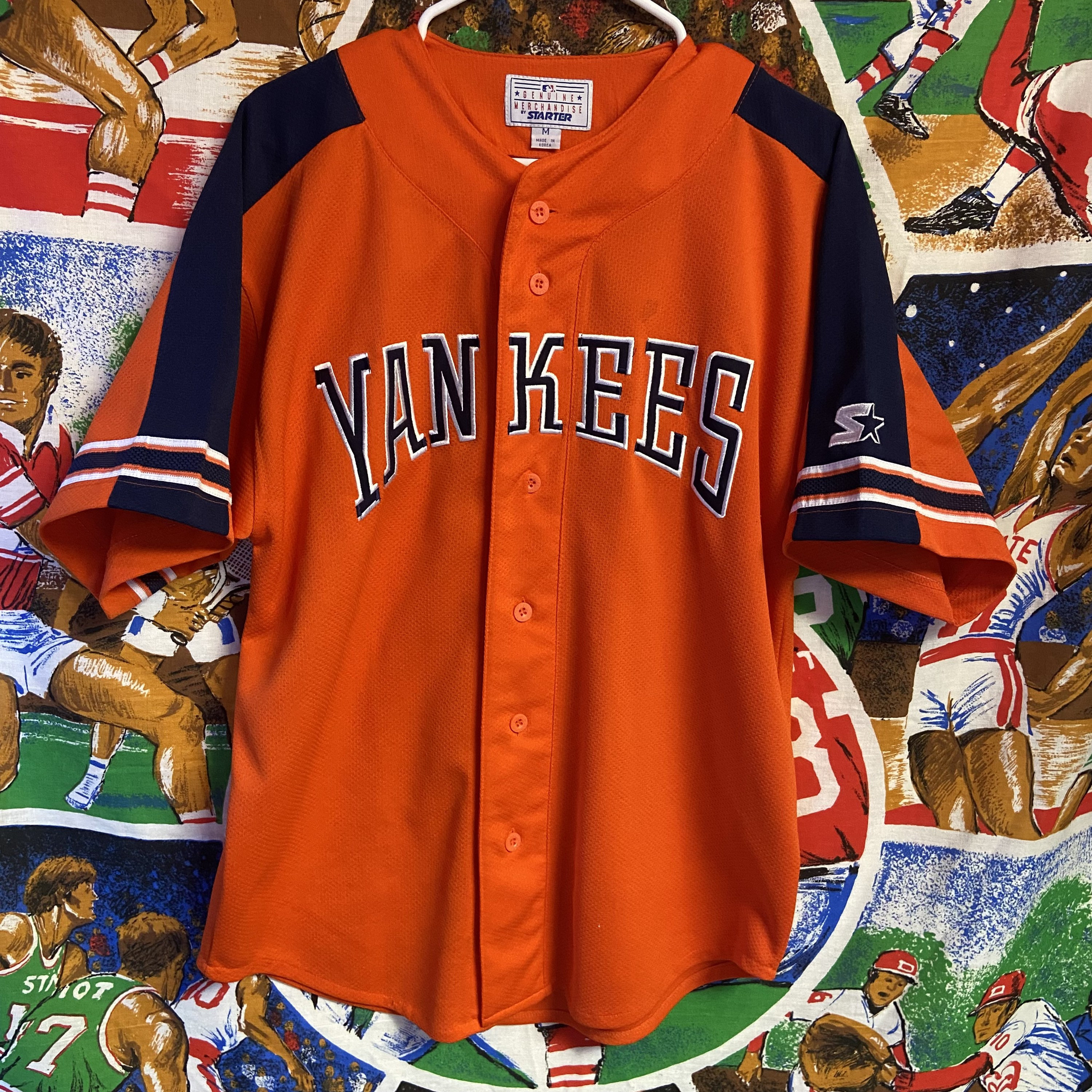 Starter Orange New York Yankees Baseball Jersey 
