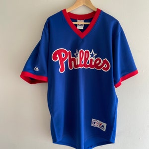 Vintage Majestic Mens Medium Blue Philadelphia Phillies Jim Thome