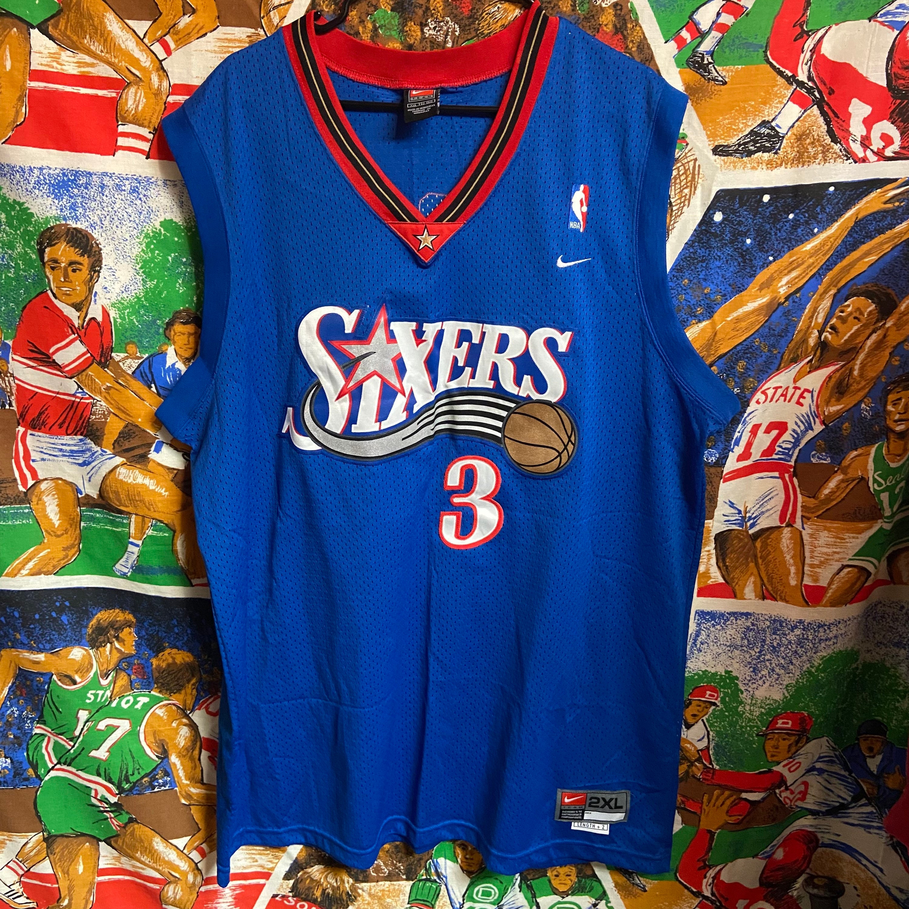 Nike Allen Iverson Philadelphia 76ers Jersey The Answer XL Black Stitched  Logo