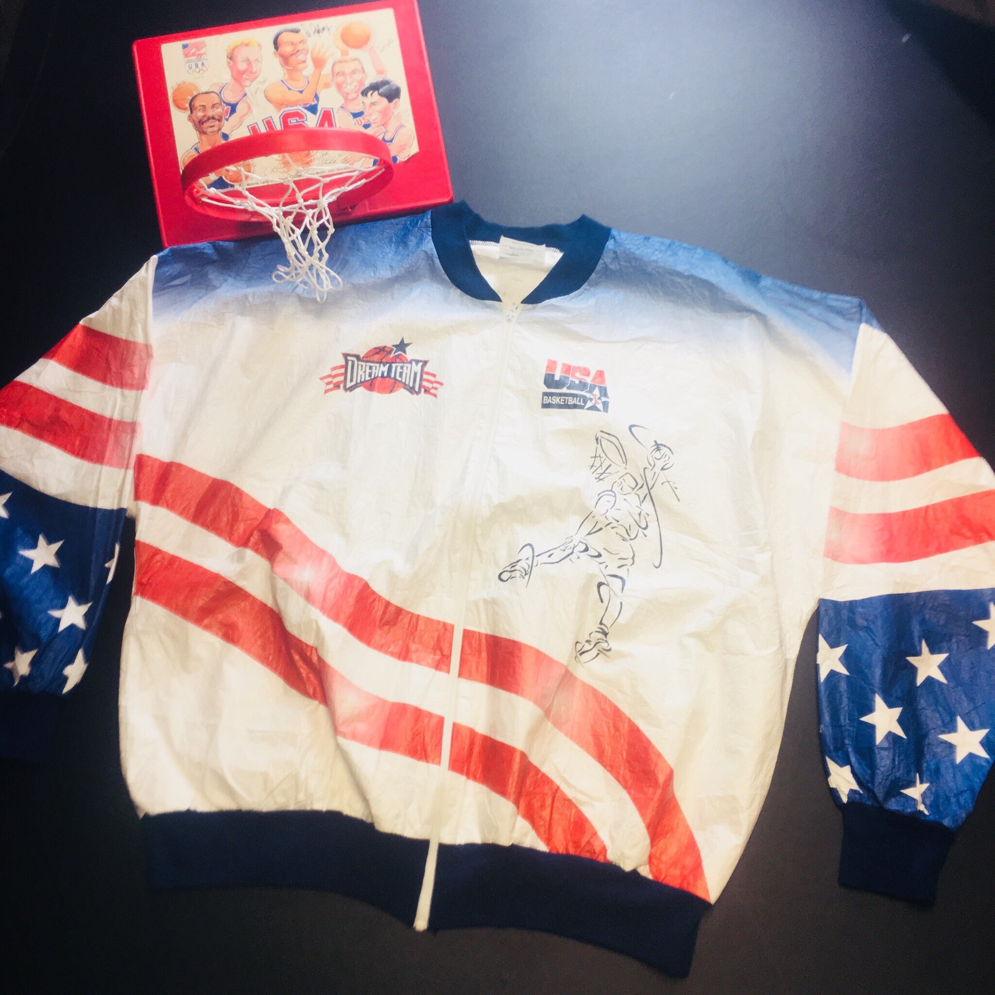 Rare Vintage Dream Team Usa Basketball Tyvec Windbreaker Etsy