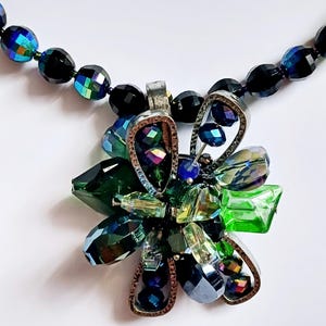 Emerald Green Crystal Statement Necklace Earrings Set, Luxury Evening Jewellery, Iridescent Aurora Crystal Pendant, Elegant Gift for Her