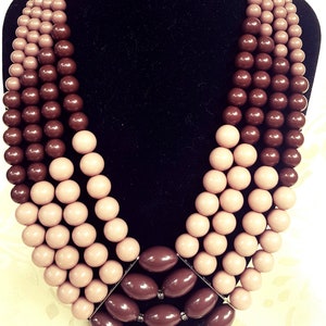 Beige & Brown Stylish. Necklace, Classic Statement  Necklace, Bib Popular Necklace , Layered Elegant Trendy Necklace, Chunky Beaded Necklace