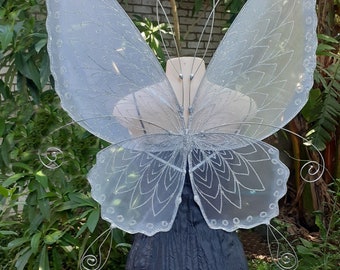 Silver Moon Fairy Wings - Large Adult Fairy Wings, Butterfly Wings for Fairy Wedding, Cosplay, Fairy Costume