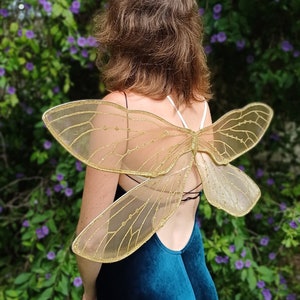 Golden Medium Dragonfly Fairy wings for Adults or Children, Dragonfly cosplay, Bridesmaids wings, Flowergirl Dragonfly wings