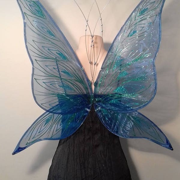 Blue Starlight Fairy Wings, Peacock Design, Adult Costume, Renaissance Faire outfit