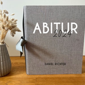 Abitur Zeugnismappe personalisiert mit Namen personalisiert, Leinen Einband,  Geschenk Abitur, Abi Zeugis Geschenk