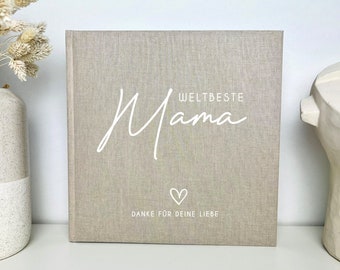 Fotoalbum MAMA zum Muttertag oder Geburtstag Geschenk , Fotoalbum personalisiert, Leinen Einband, Personalisiertes Fotoalbum für Mutter Mama