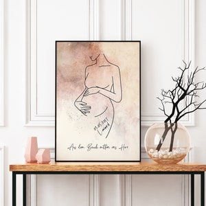 MAMA Poster, Geschenk für werdende Mama, Schwangerschaft Geschenk, Hochzeitstag, Hochzeitsgeschenk personalisiert Line Art,Babybauch Poster