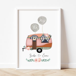 MR & MRS Wohnwagen, Camper, Wohnmobil Camping| HOCHZEIT Poster | personalisiertes Hochzeitsgeschenk | Boho Wedding | | Hochzeitsposter