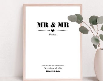 MR & MR Poster, HOCHZEIT, personalisiertes Hochzeitsgeschenk, Hochzeit