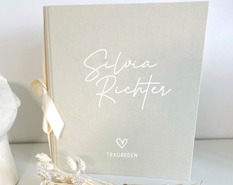 Rednermappe für Trauredner/-in personalisiert mit Name, Mappe Freie Trauung, Rednermappe, Trauredner Mappe Traubuch Trauerrede, Traumappe