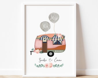 MR & MRS Wohnwagen, Camper, Wohnmobil Camping| HOCHZEIT Poster | personalisiertes Hochzeitsgeschenk | Boho Wedding | | Hochzeitsposter