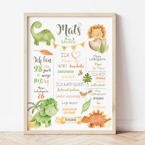 Meilensteintafel 2. 3. 4. 5. Geburtstag, Baby Dinos, Meilensteinposter, Chalkboard, Geburtstagsposter, personalisiert