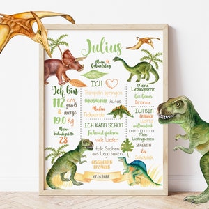 Meilensteinposter 2. 3. 4. 5. Geburtstag, Dinos, Dinosaurier Poster, Meilensteinposter, Chalkboard, Geburtstagsposter, personalisiert
