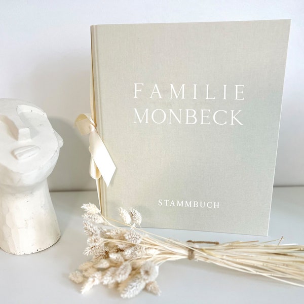 Personalisiertes Stammbuch "Modern Family" mit Familienname, für DIN A4 Format (32x26cm) mit Leineneinband, OHNE EINLAGEN