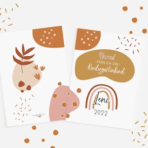 Kindergartenkind Karte mit Name, Glückwunschkarte zum Kindergartenanfang, KITA Karte Maxi A5, Boho Kitakind