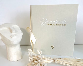 Personalisiertes Stammbuch "Classic" mit Namen/Familienname, für DIN A4 Format (32x26cm) mit Leineneinband, OHNE EINLAGEN