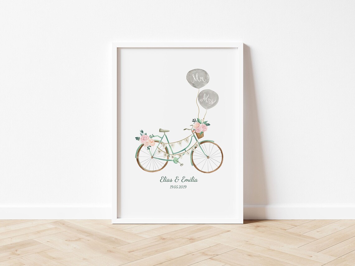 HOCHZEIT Poster Fahrrad personalisiertes Etsy