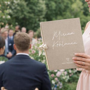 Personalisierte Rednermappe Hochzeit,  Traurede Ordner DIN A4, Leinen Ringbuch mit Namen, Accessoire für freie & standesamtliche Trauung