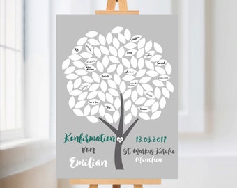 GÄSTEPOSTER Konfirmation, Baum, personalisiertes Gästebuch Konfirmation, personalisiertes Geschenk Konfirmation